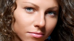 Brunettes woman close-up blue