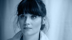 Brunettes woman close-up blue