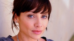 Brunettes woman close-up blue