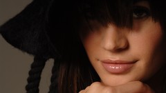 Brunettes woman close-up lips