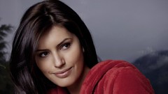 Brunettes woman close-up red