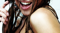 Brunettes woman close-up wet
