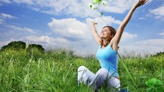 Brunettes woman clouds Landscapes