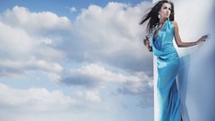 Brunettes woman clouds models