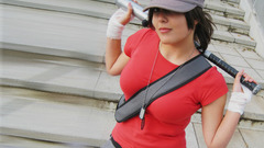 Brunettes woman cosplay bat