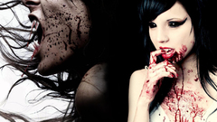 Brunettes woman dark blood