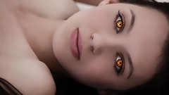 Brunettes woman eyes lying