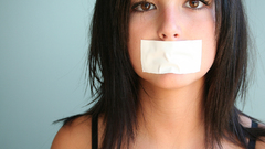 Brunettes woman eyes Tape