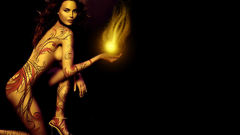 Brunettes woman fire