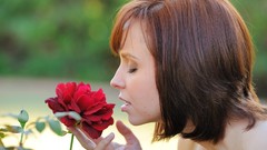 Brunettes woman Flowers Hayden