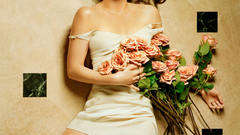 Brunettes woman Flowers Hilary