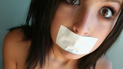 Brunettes woman gag