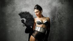 Brunettes woman garter belts