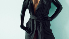 Brunettes woman gloves stockings