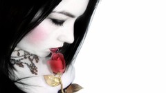 Brunettes woman Gothic roses