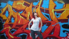 Brunettes woman graffiti