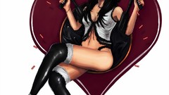 Brunettes woman Guns stockings