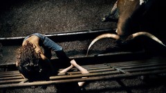 Brunettes woman jeans horns