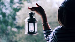Brunettes woman lanterns
