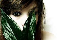 Brunettes woman leaves faces