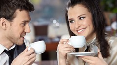 Brunettes woman love coffee