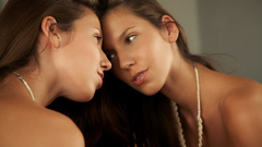 Brunettes woman mirrors Lizzie