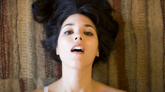 Brunettes woman open mouth