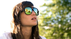 Brunettes woman outdoors sunglasses