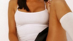 Brunettes woman panties skirts