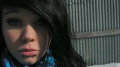 Brunettes woman pierced lips