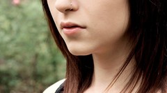 Brunettes woman piercings faces