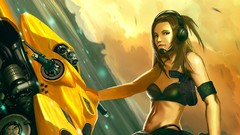 Brunettes woman pistols brown