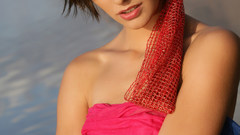 Brunettes woman red dress