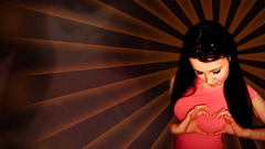 Brunettes woman red Hearts