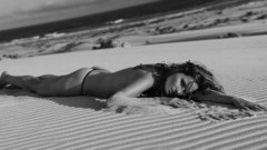 Brunettes woman sand monochrome