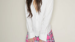 Brunettes woman skirts socks