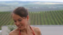 Brunettes woman smiling