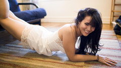 Brunettes woman smiling laughing