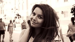 Brunettes woman smiling monochrome