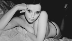 Brunettes woman topless monochrome