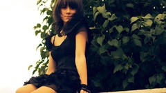 Brunettes woman Trees dress