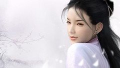 Brunettes woman Trees long