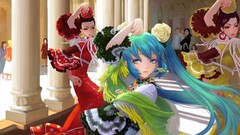 Brunettes woman vocaloid dress