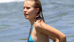 Brunettes woman water bikini