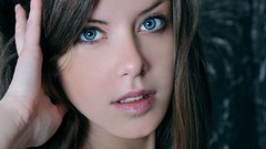 Brunettes woman white blue