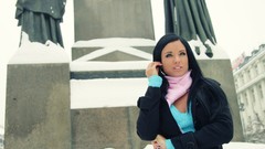 Brunettes woman winter skirts