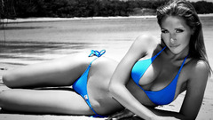 Brunettes Women blue bikini