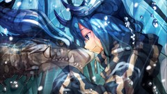 Bubbles Anime horns blue hair blue eyes