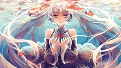 Bubbles Anime underwater blue hair long hair anime girls blue 