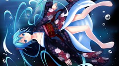 Bubbles barefoot hatsune miku vocaloid twintails Japanese 